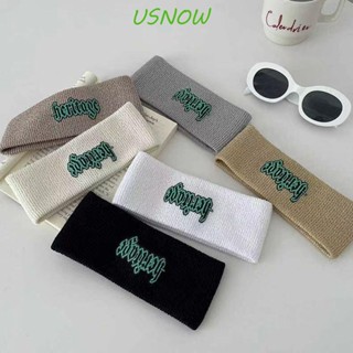 Usnow ที่คาดผม สไตล์เกาหลี ซับเหงื่อ แฟชั่น ตัวอักษร สีพื้น Ins สไตล์กีฬา ผ้าพันคอ