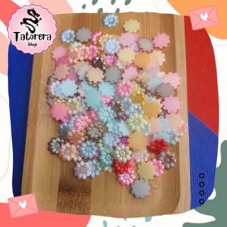 TATORERA 100pcs มุกดอกไม้ครึ่งซีกตกแต่ง คละสี