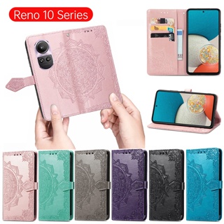 เคสโทรศัพท์มือถือหนัง ฝาพับแม่เหล็ก ลายมันดาลา พร้อมช่องใส่บัตร สําหรับ OPPO Reno 10 Pro Plus 5G 2023 Reno10 10Pro 10ProPlus Reno10Pro