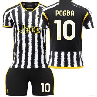 ใหม่ เสื้อกีฬาแขนสั้น ลายทีมชาติฟุตบอล Juventus FC Pogba Bonucci 23-24 ชุดเหย้า 2 ชิ้น ต่อชุด