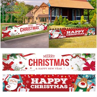 ธงแบนเนอร์ พิมพ์ลาย Merry Christmas สําหรับแขวนตกแต่งผนังบ้าน สวน โรงรถ คริสต์มาส