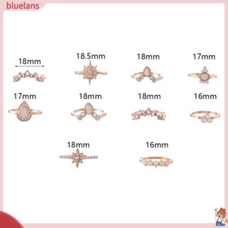 Blu แหวนนิ้วมือ รูปมงกุฎหยดน้ํา ประดับเพชรเทียม สําหรับผู้หญิง 10 ชิ้น ต่อชุด