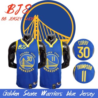 【BJS �� เลขที่ เสื้อกีฬาบาสเก็ตบอล ลายทีม Warriors Blue Jersey 30Curry สีทอง