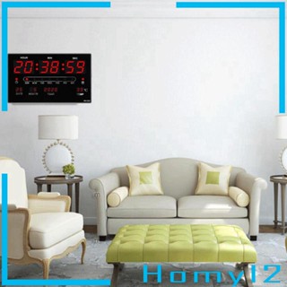 [HOMYL2] นาฬิกาดิจิทัลติดผนัง หน้าจอ LED 1.8 นิ้ว ขนาดใหญ่ แสดงวันที่ อุณหภูมิในร่ม และ 12 สําหรับห้องนั่งเล่น ห้องนอน สํานักงาน ห้องเรียน