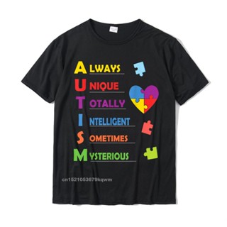 เสื้อยืด ผ้าฝ้าย พิมพ์ลาย Autism Awareness Autism Acronym And Puzzle Piece ขนาดใหญ่ สําหรับผู้ชาย