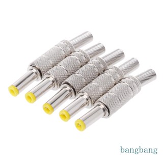 Bang อะแดปเตอร์ปลั๊กแจ็คเชื่อมต่อ โลหะ 5 5x2 1 มม. สีเหลือง สําหรับ DC Power Male 5 ชิ้น