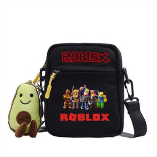 Roblox กระเป๋าสะพายไหล่ ผ้าแคนวาส ลายการ์ตูนอะโวคาโด ทรงสี่เหลี่ยม ขนาดเล็ก พร้อมจี้ห้อย เหมาะกับของขวัญ สําหรับเด็กนักเรียน