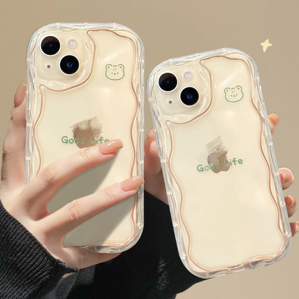เคสโทรศัพท์มือถือ ซิลิโคนนิ่ม TPU ใส กันกระแทก ลายเส้นหมี เรียบง่าย สําหรับ iPhone 15 14 Pro 11 12 13 Mini XS Max X XR 7 8 6 6S Plus SE2020