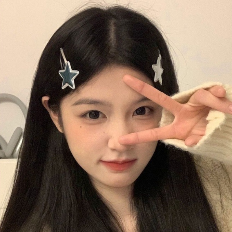 กิ๊บติดผมหน้าม้า รูปดาวห้าแฉก Y2K สีเงิน สไตล์เกาหลี เรียบง่าย น่ารัก แฟชั่น สําหรับผู้หญิง
