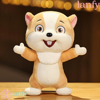 Lanfy ตุ๊กตากระรอกน่ารัก ผ้ากํามะหยี่ขนนิ่ม แบบโต้ตอบ สร้างสรรค์ ของขวัญวันเกิด สําหรับตกแต่งบ้าน โซฟา