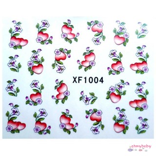 Xf สติกเกอร์ติดเล็บจําลอง ลายดอกไม้ ลายน้ํา XF1004