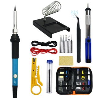 [mjia] 15 PCS Soldering  Kit with Storage Bag 60W Handheld Soldering  Adjustable Temperature Fast Heating Ceramic Core Electric Soldering Iron Welding Tool for Repair Home DI