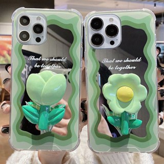 เคสซิลิโคน ลายดอกไม้ สีเขียว สําหรับ Iphone13 Iphone12 11 Xsmax