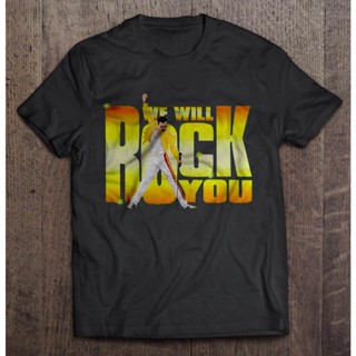 เสื้อยืดผ้าฝ้าย 100% พิมพ์ลาย We Will Rock You Freddie Mercury สไตล์ฮาราจูกุ สตรีท แฟชั่นสําหรับผู้ชาย และผู้หญิง ไซซ์ xs - 3xl   