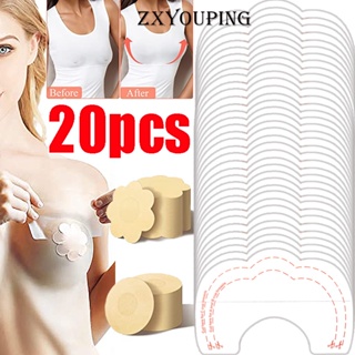 Zxyouping 20 ชิ้น เทปดึงหน้าอก ใส มีกาวในตัว ที่ไม่มีสายหนัง แผ่นแปะหน้าอก ใช้แล้วทิ้ง ยกกระชับ ไร้รอยต่อ มองไม่เห็น ชุดชั้นใน สติกเกอร์เทป