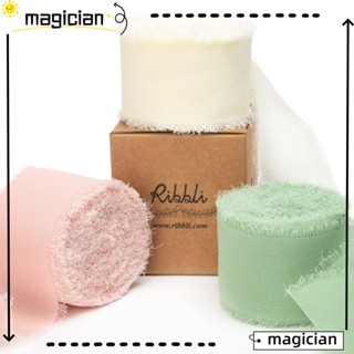 Mag ริบบิ้นผ้าไหม สีงาช้าง สีชมพู แฮนด์เมด 6 ม้วน 1.5 นิ้ว x 33 หลา