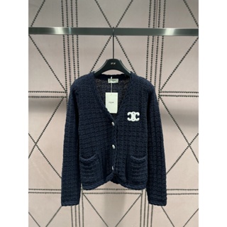 9FUO C- ELINE 2023 3D embroidery logo stitching hemp rope design elements all-match knitted cardigan