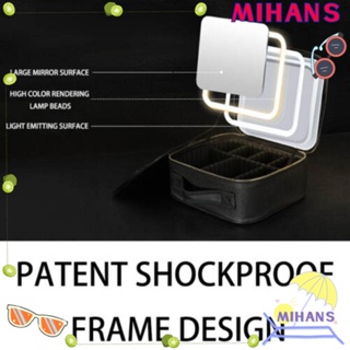 MIH กล่องเก็บเครื่องสําอาง มีไฟ LED แบบพกพา พร้อมกระเป๋าจัดเก็บ