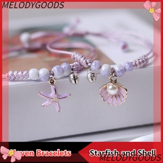 Melodg สร้อยข้อมือ ลูกปัดเซรามิค สีม่วง ปรับได้ แฟชั่น