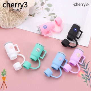 Cherry3 ฝาครอบหลอดดูดน้ํา ป้องกันฝุ่น ลายการ์ตูน ใช้ซ้ําได้ 2 ชิ้น