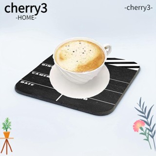 Cherry3 ใหม่ แผ่นรองแก้วอะคริลิค ทรงสี่เหลี่ยม กันลวก ขนาด 9 ซม. สีดํา สําหรับตกแต่งโต๊ะอาหาร