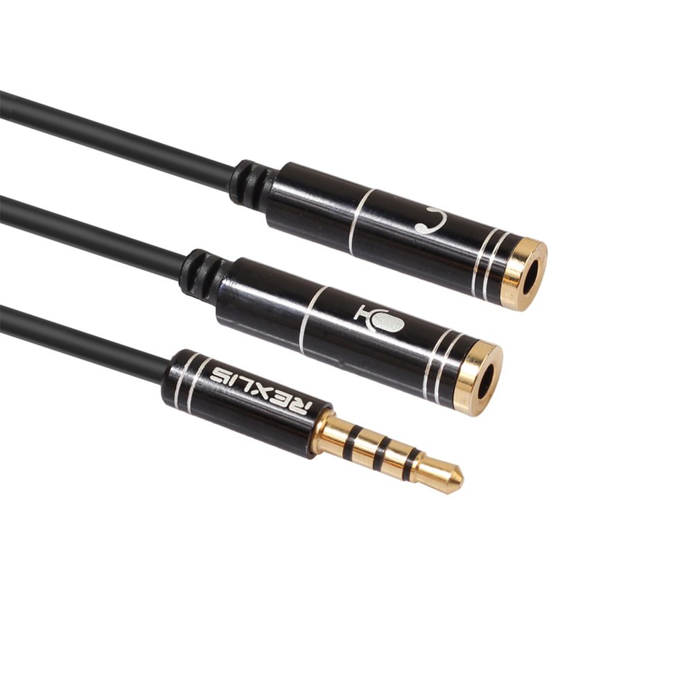 3.5mmMIC Headphone Mic Audio Splitter Gold-Plated Aux Extension Adapter ...