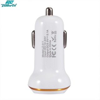 Rctown Car 3.1a Dual Usb Car Charger Led แบบพกพา Dc 12-24v Car Charger Universal Application Usb Car Charger สําหรับมือถือ