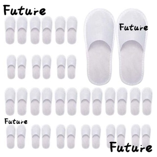 Future รองเท้าแตะ แบบใช้แล้วทิ้ง 10 คู่ สําหรับผู้ชายและผู้หญิง ห้องน้ํา ปิดนิ้วเท้า อาบน้ํา สปา รองเท้าแตะ