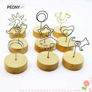 PEONY 1 PC DIY Party Decor Memo Card Home Decoration Desktop Ornament Round Wooden Holder