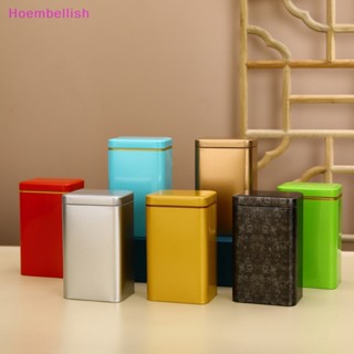 Hoe&gt; กล่องโลหะ ทรงสี่เหลี่ยม สไตล์เรโทร พร้อมฝาปิด สําหรับใส่จัดเก็บอาหาร ลูกอม ชา
