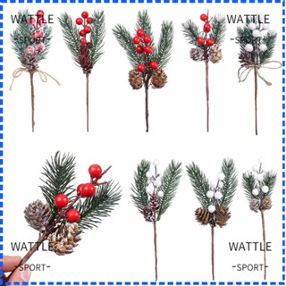 Wattle ก้านดอกไม้ประดิษฐ์สีแดงสําหรับตกแต่งต้นคริสต์มาส 5 ชิ้น