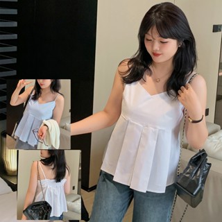 XL-4XL เสื้อสายเดี่ยว ผ้าฝ้าย ขนาดใหญ่ สไตล์เกาหลี แฟชั่นสําหรับผู้หญิง 23PS717