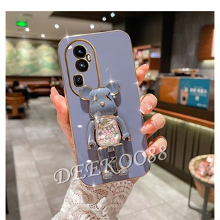 เคสโทรศัพท์มือถือแบบนิ่ม ลายหมีสีชมพู 3D พร้อมที่ตั้งวาง สําหรับ OPPO Reno10 Pro Plus Pro+ Reno8 T A78 A17 A17K 4G 5G OPPOA78 Reno 10 10Pro