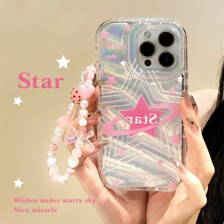 [พร้อมส่ง] เคสป้องกันโทรศัพท์มือถือ ลายกระดาษเลเซอร์ พร้อมสายคล้องมือ สําหรับ Apple iPhone 15 14 13 12 11 PROMAX XS XR XSMAX SE2020 6 7 8PLUS MINI