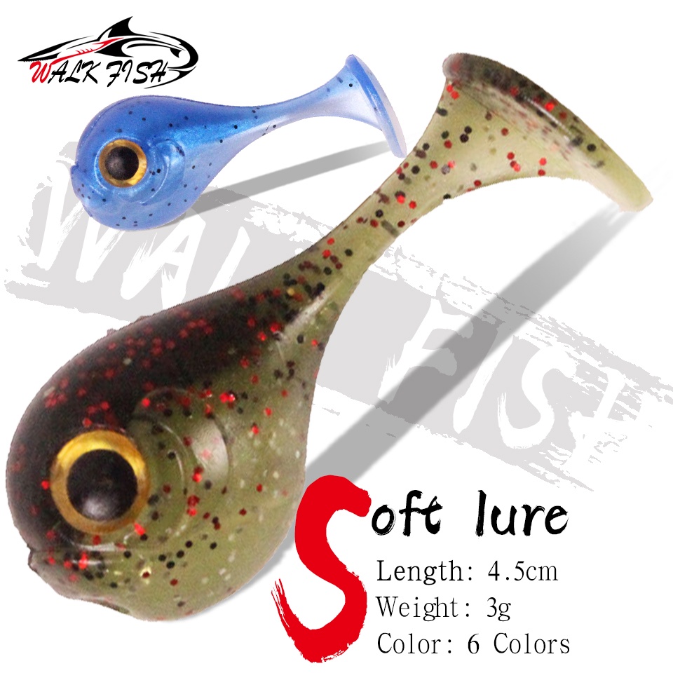 Walk FISH 1 Pcs เหยื่อตกปลานุ่มเหมือนจริง Bighead ปลา 4.5 ซม. 3G Swimbait Bass Wobbler Sinking เบ็ดตกปลา Fishing Tackle