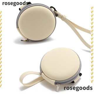 Rosegoods1 ที่เก็บแว่นตากันแดด แบบพับได้ ทรงกลม มีซิป สไตล์เรโทร สําหรับเดินทาง