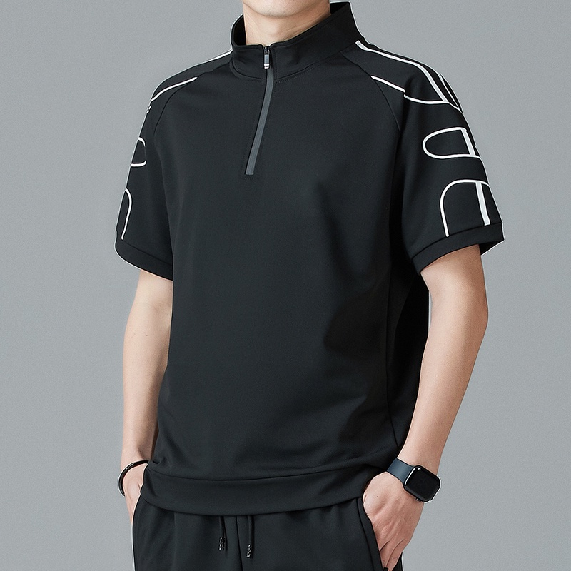 [พร้อมส่ง] เสื้อโปโล คอปกตั้ง มีซิป แฟชั่นฤดูร้อน สําหรับผู้ชาย