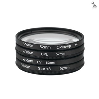 {self} Andoer 52mm UV+CPL+Close-Up+4 +Star 8-Point Filter Circular Filter Kit Circular Polarizer Filter Macro Close-Up Star 8-Point Filter with Bag for   Pentax  DSLR