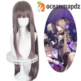 Oceanmapdz Honkai Star Rail Cos วิกผมสังเคราะห์ วิกผมคอสเพลย์ Herta ธรรมชาติ ทนความร้อน สีเทา สีม่วง ขนปุย ยาวตรง เกมคอสเพลย์