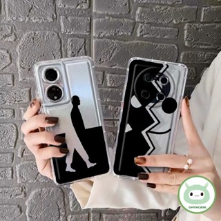 เคสโทรศัพท์มือถือแบบนิ่ม TPU ใส กันกระแทก สีดํา แฟชั่น สําหรับ Oppo A16-4G Oppo A16S A54S Oppo A5S A7 2018 AX5S AX7 A7N Oppo A12 A12S Oppo A11K Oppo A15 A15S