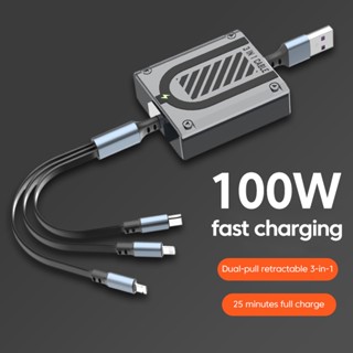 3 in 1 สายชาร์จ Micro USB Type-C 100W 6A ชาร์จเร็ว สําหรับ xiaomi lphone