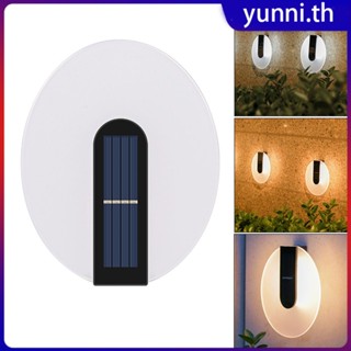 [ไม่มีค่าไฟฟ้า] ไฟแสดงสถานะการชาร์จพลังงานแสงอาทิตย์ Led กันน้ำ Led Moon Shaped Solar Night Light Solar Oval โคมไฟติดผนังอะคริลิค Yunni