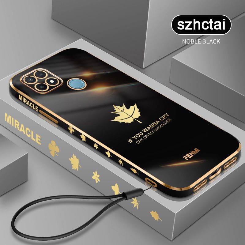 เคส oppo a15 a15s สไตล์เกาหลี 6D ซิลิโคนนิ่ม หรูหรา เคสโทรศัพท์ชุบไฟฟ้า + ฟรีสายคล้อง