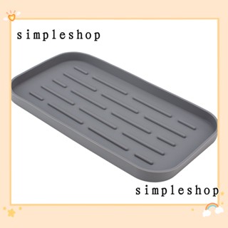 Simple ถาดซิลิโคนใส่ฟองน้ํา กันลื่น เป็นมิตรกับสิ่งแวดล้อม ทนทาน 12 นิ้ว × 4.72 นิ้ว สีเทา สําหรับห้องครัว ห้องน้ํา