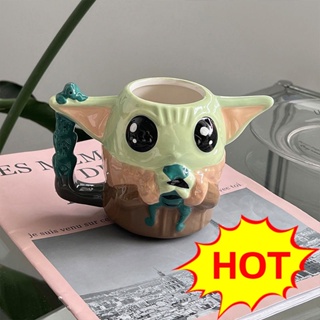 Graby2023 Yoda แก้วกาแฟเซรามิค ลายการ์ตูนน่ารัก ของขวัญ สําหรับออฟฟิศ [สุดคุ้ม CP]