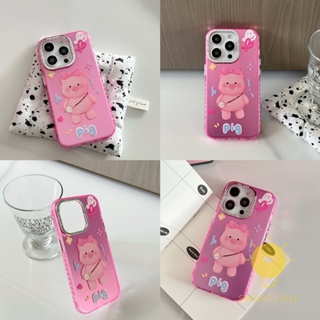 For เคสไอโฟน 14 Pro Max [Plating Pig Pink] เคส Phone Case For iPhone 14 Pro Max Plus 13 12 11 For เคสไอโฟน11 Ins Korean Style Retro Classic Couple Shockproof Protective TPU Cover Shell