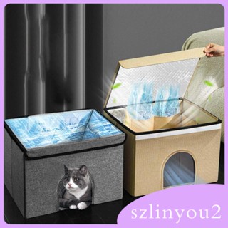 [szlinyou2] บ้านแมว ผ้าออกซ์ฟอร์ด กันน้ํา ใช้ซ้ําได้ 50x40x35 ซม. พร้อมกระเป๋าเก็บ อุปกรณ์เสริม สําหรับแมวในร่ม