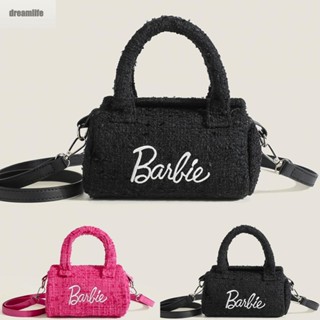 【DREAMLIFE】Barbie Pink Black Toy Bag Shoulder Bag Accessories Cylinder Decorative Bag