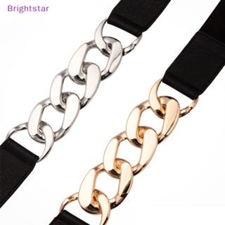 Brightstar เข็มขัดโซ่ทอง ยางยืด เงิน โลหะ เข็มขัดเอว สําหรับผู้หญิง ยืดหยุ่น มัดใหม่