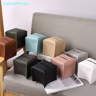 Habitatport กล่องทิชชู่ หนัง PU ทรงสี่เหลี่ยม พร้อมเข็มขัดรัดด้านล่าง สําหรับตกแต่งโต๊ะ ห้องน้ํา สํานักงาน